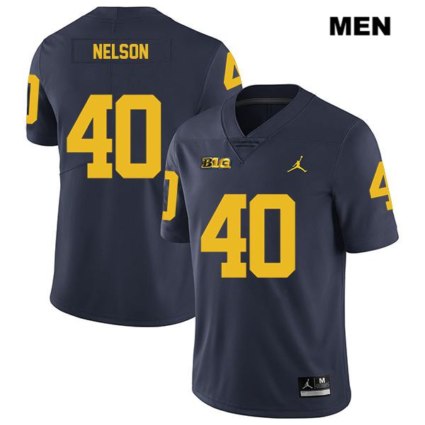 Men's NCAA Michigan Wolverines Ryan Nelson #40 Navy Jordan Brand Authentic Stitched Legend Football College Jersey TW25R40QF